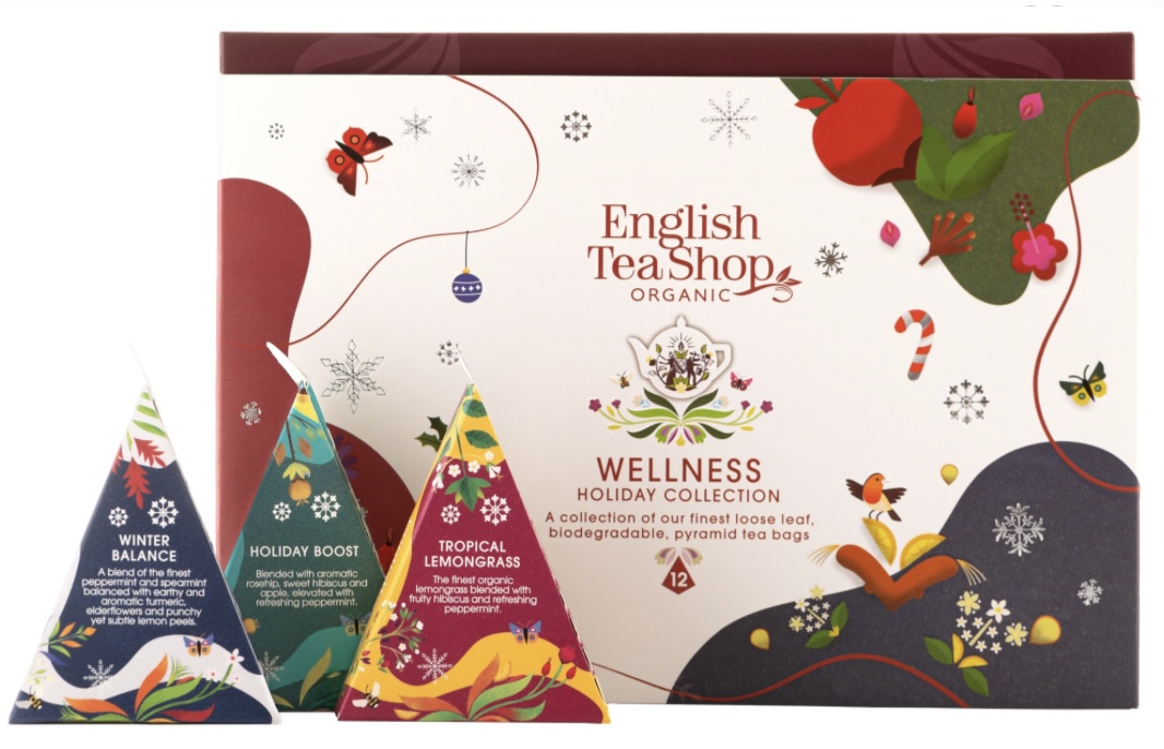 Wellness kolekce vánoční, 12 pyramidek, sypaný čaj, Bio, ETS