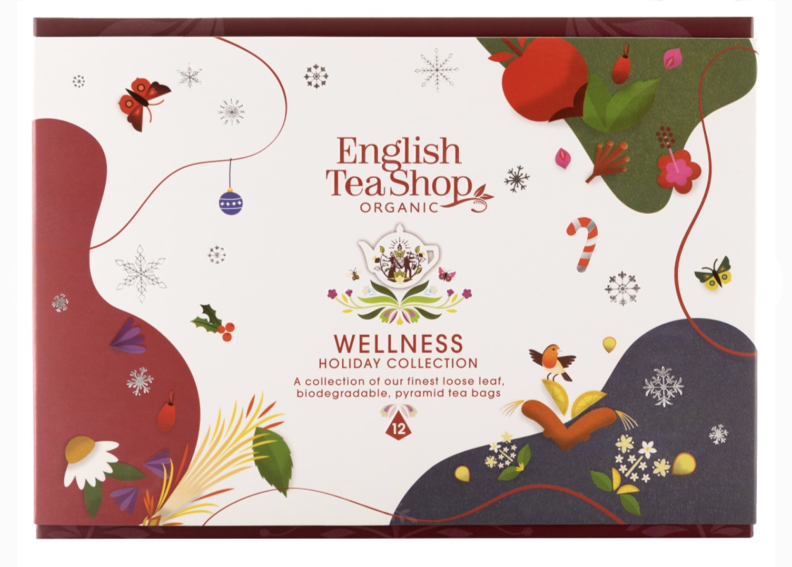 Wellness kolekce vánoční, 12 pyramidek, sypaný čaj, Bio, ETS