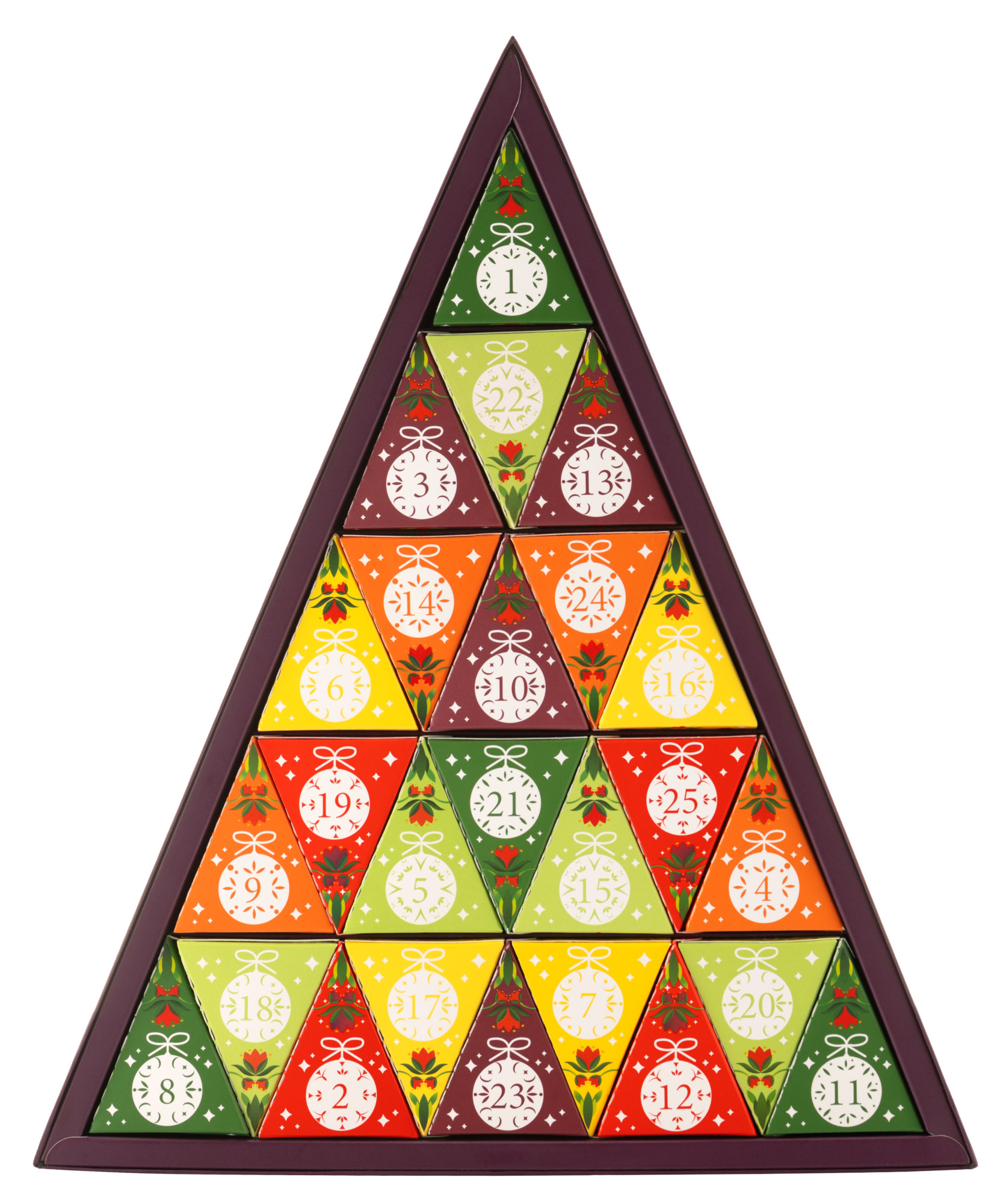 Adv. kal. Trojúhelník, Zelený, 25 pyramidek, sypaný čaj, Bio, ETS